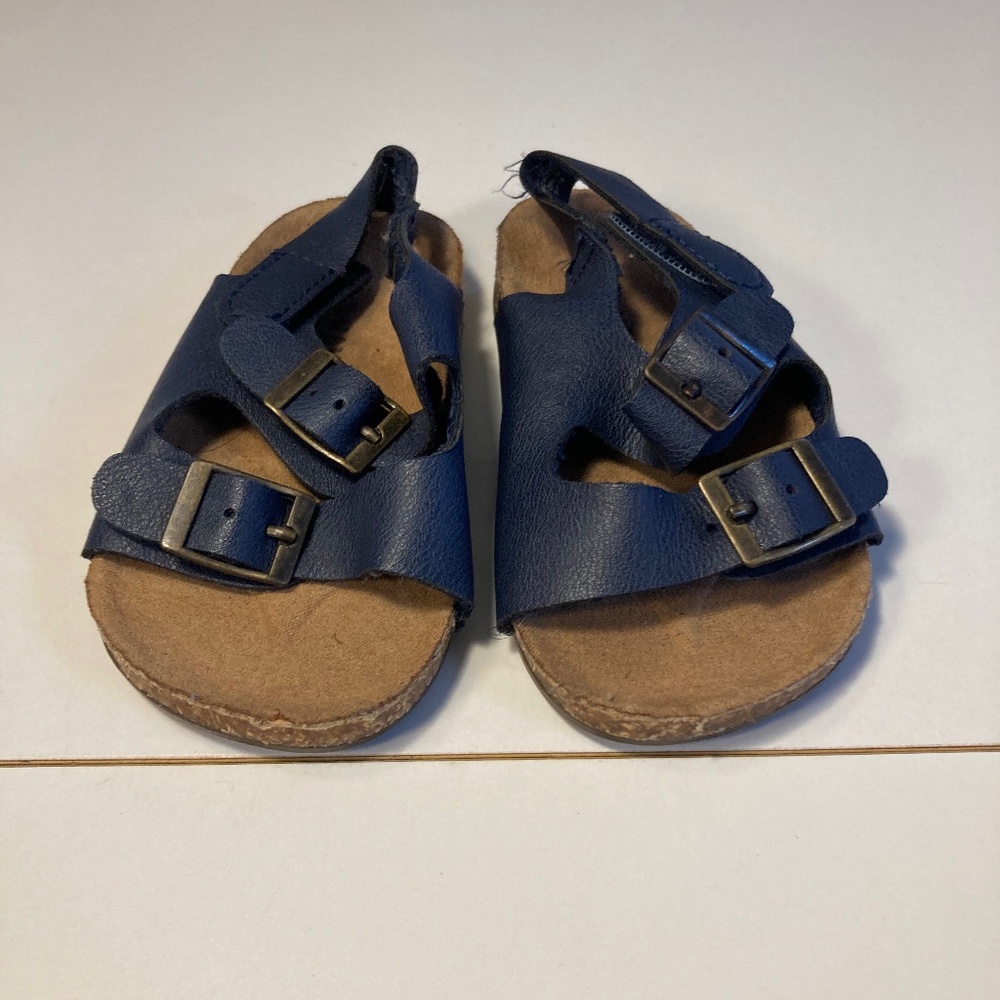 Old Navy baby Faux Leather Double Buckle Sandals blue Size 12/18 mths